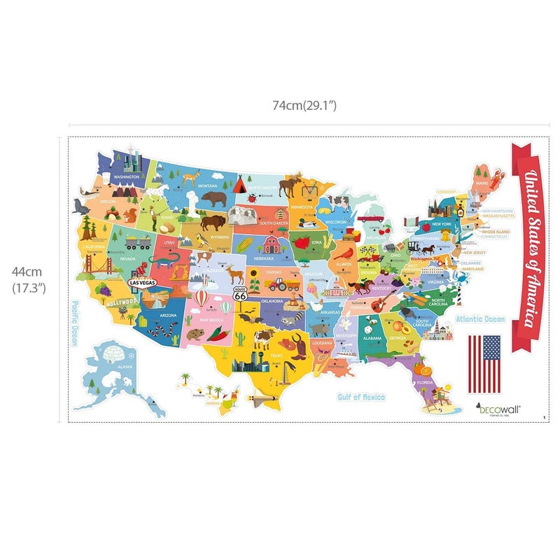 DECOWALL SG2-1906 USA Kids Wall Stickers Wall Decals Peel and Stick Removable Wall Stickers for Kids Nursery Bedroom Living Room dÃ©cor - Image 4
